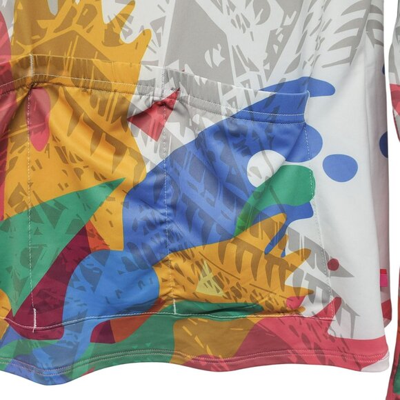 Terry Cycling Long Sleeve Athletic Shirt Front Zip Womens M Eiffel Tower Print - Picture 11 of 12